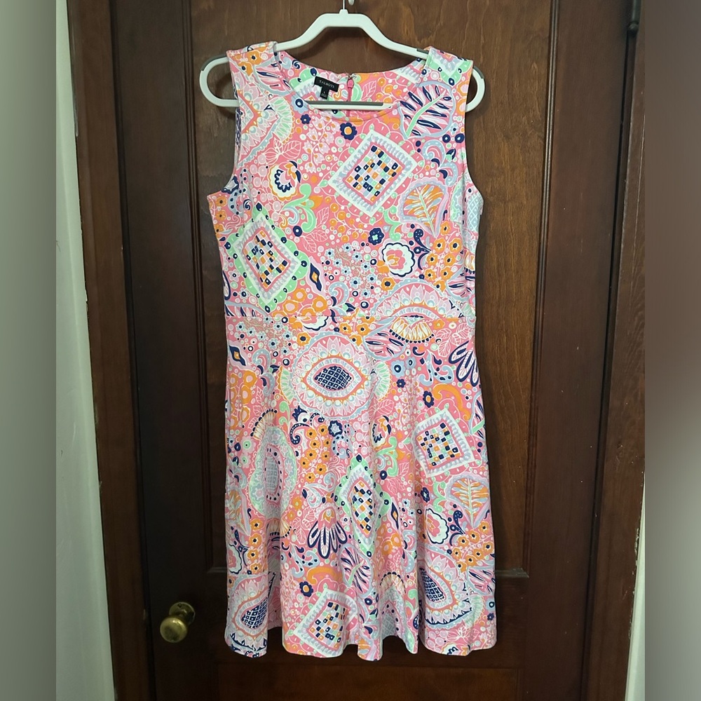 Talbots Edie Fit & Flare Dress Paisley Floral Print Size L - Picture 2 of 5